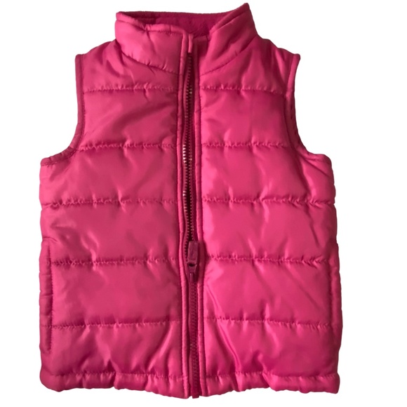 Osh Kosh Girls Pink Sz 3T Puffy Vest & Kombi Pink Heart Fleece Lined Hat. - Picture 2 of 15